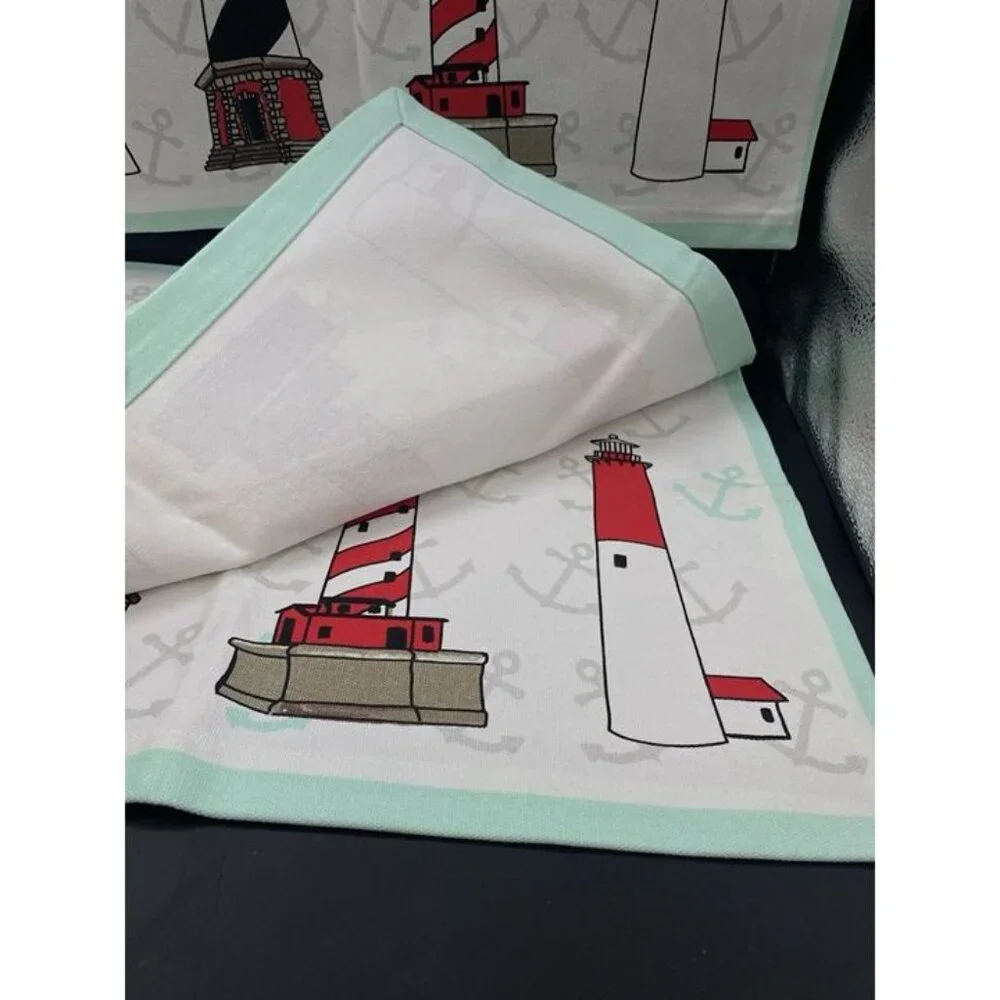 Set of 4 Shard Lighthouse Nautical Cotton Placemats 19.5” x 14.5” Coastal Beach